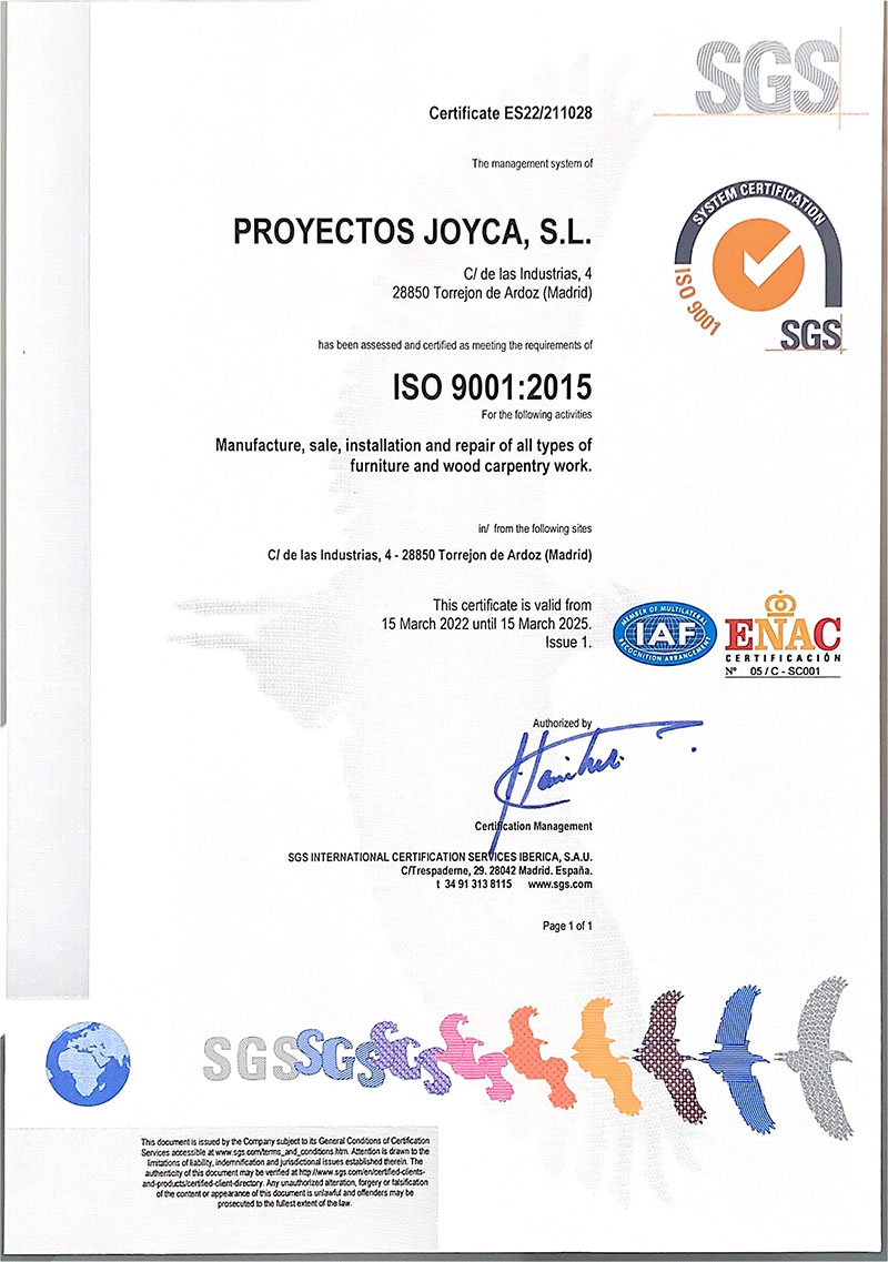 certificadoinglés iso9001 carpintería madrid